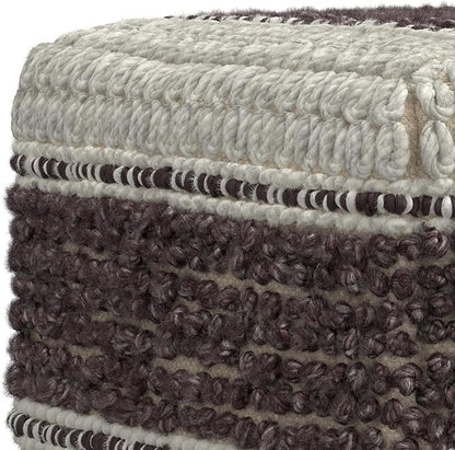 SIMPLIHOME Grady Contemporary Square Pouf in Magenta and Natural Handloom Woven for The Living Room, Bedroom and Kids Room
