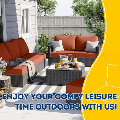 AAAAAcessories Outdoor Deep Seat Cushions, Waterproof, Fade-Resistant Patio Furniture Replacement Cushions, 23.5" x 25.5" x 5" + 23.5" x 19", Rust