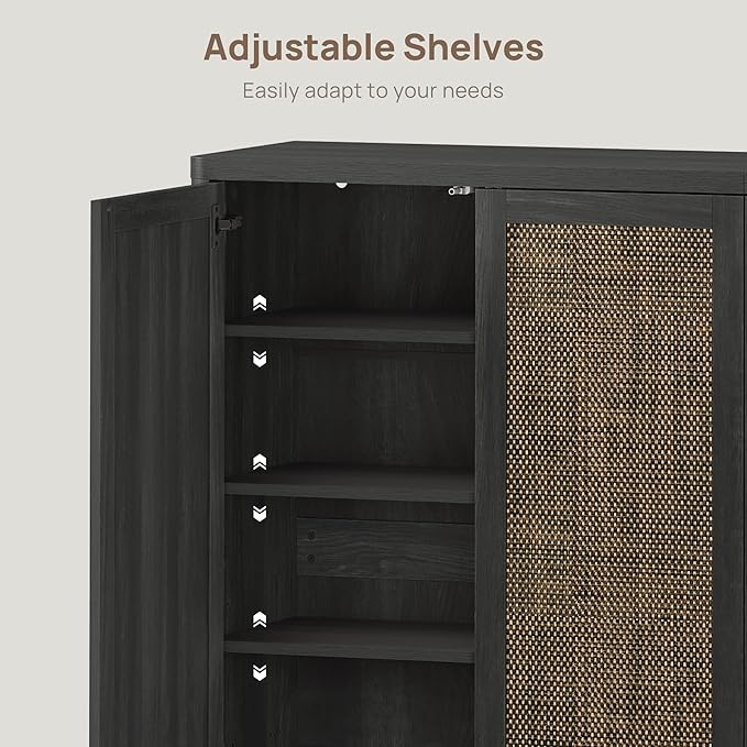 SICOTAS Rattan Shoe Storage Cabinet - Modular Shoe Cabinets with Door Tall Large Shoe Cabinet Storage for Entryway - 96.8" Wide Modular Cabinet for Hallway, Living Room