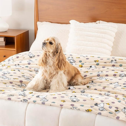 Berkshire Blanket Peanuts® VelvetLoft® Cute Character Snoopy Plush Throw Blanket,Peanuts Woodstock Snoopy Spring Frolic Large Canvas,Throw 55 in x 70 in (Official Peanuts® Product)