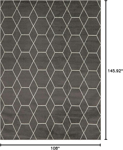 Unique Loom Trellis Frieze Collection Area Rug - Geometric (9' x 12' 2", Dark Gray/ Ivory)