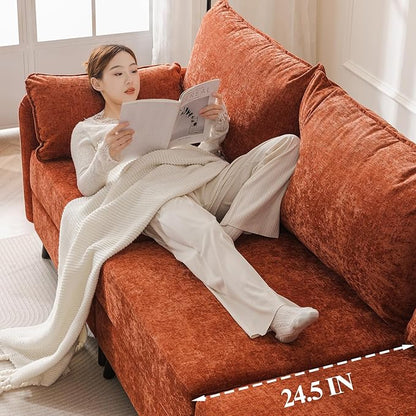 104'' Modular Sectional Sofa with All Seats Storage, Oversized Sleeper Sofa Bed for Living Room,3-Seater Comfy Cloud Couches with Movable Ottoman,Big Sectional for Bedroom,Velet,Orange