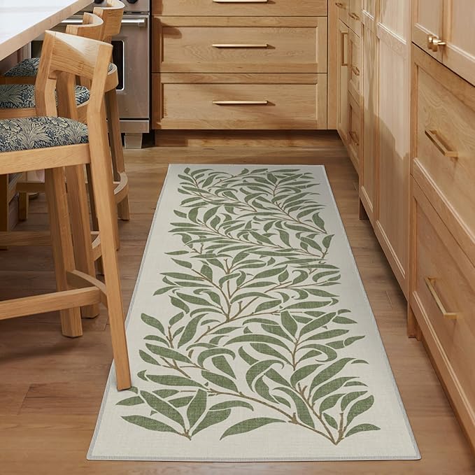 RUGGABLE x Morris & Co Machine Washable Area Rug – Pure Willow Boughs Green 9x12, Stain-Resistant, Non-Slip – Large Rugs for Living Room, Bedroom, Hallway, Entryway & Office–with Cushioned Pad