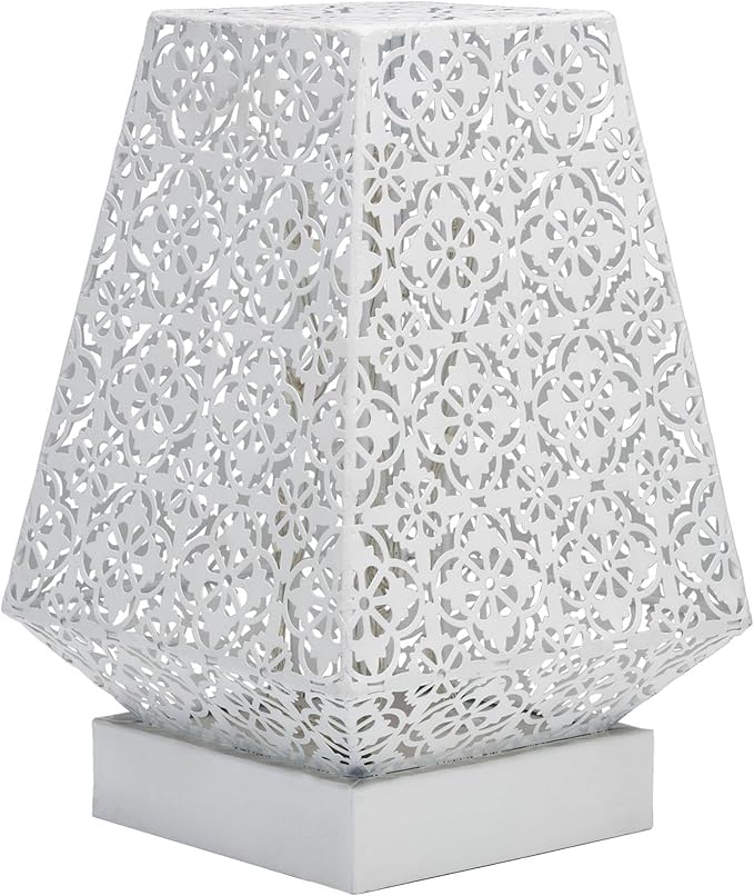 Alpine Corporation LGB104M-WT 10" Tall Tabletop Lamp with Chain Style Filament LED Lights