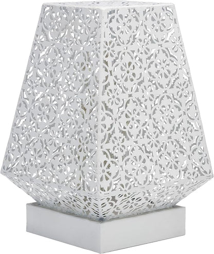 Alpine Corporation LGB104M-WT 10" Tall Tabletop Lamp with Chain Style Filament LED Lights