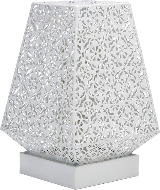 Alpine Corporation LGB104M-WT 10" Tall Tabletop Lamp with Chain Style Filament LED Lights