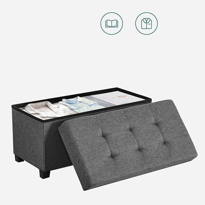 SONGMICS Storage Ottoman Bench, Foldable Foot Rest with Legs, 15 x 30 x 15.2 Inches, End of Bed Bench, Storage Chest, Load up to 660 lb, for Living Room, Bedroom, Entryway, Slate Gray ULSF16GYZ