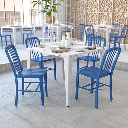 Flash Furniture Gael Commercial Grade 2 Pack Blue Metal Indoor-Outdoor Chair