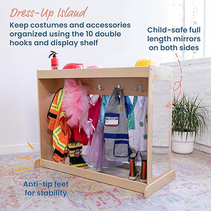 ECR4Kids Streamline Dress-Up Island, Costume Organizer, Natural