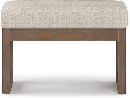SIMPLIHOME Milltown 27 inch Wide Contemporary Rectangle Footstool Ottoman Bench in Platinum Tweed Look Fabric, Assembled, for the Living Room and Bedroom