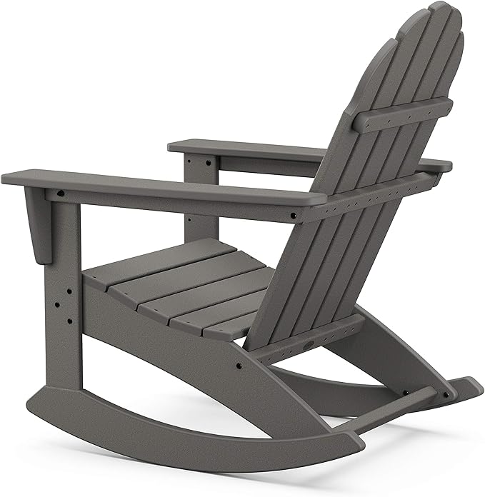 POLYWOOD Vineyard 3-Piece Adirondack Rocking Chair Set, Outdoor Patio Furniture with Side Table, Recycled Plastic, Fade-Proof Front Porch Rockers for Adults, Slate Grey