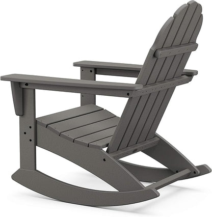 POLYWOOD Vineyard 3-Piece Adirondack Rocking Chair Set, Outdoor Patio Furniture with Side Table, Recycled Plastic, Fade-Proof Front Porch Rockers for Adults, Slate Grey