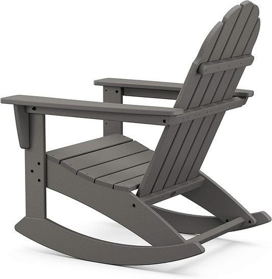 POLYWOOD Vineyard 3-Piece Adirondack Rocking Chair Set, Outdoor Patio Furniture with Side Table, Recycled Plastic, Fade-Proof Front Porch Rockers for Adults, Slate Grey