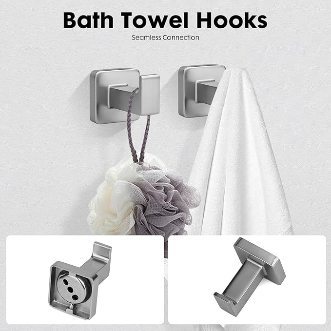 5 Pieces Brushed Nickel Bathroom Hardware Set,Wall Mounted 23.6 inch Towel Bar Set,Towel Rack Set,Toilet Paper Holder, Bathroom Accessories Set
