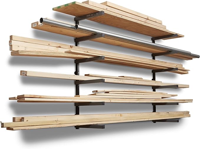 Bora Portamate Wood Organizer and Lumber Storage Metal Rack with 6-Level Wall Mount – Indoor and Outdoor Use, PBR-006B