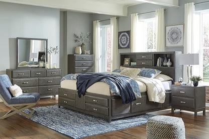 Signature Design by Ashley Caitbrook Contemporary 5 Drawer Chest with Dovetail Construction, Weathered Gray