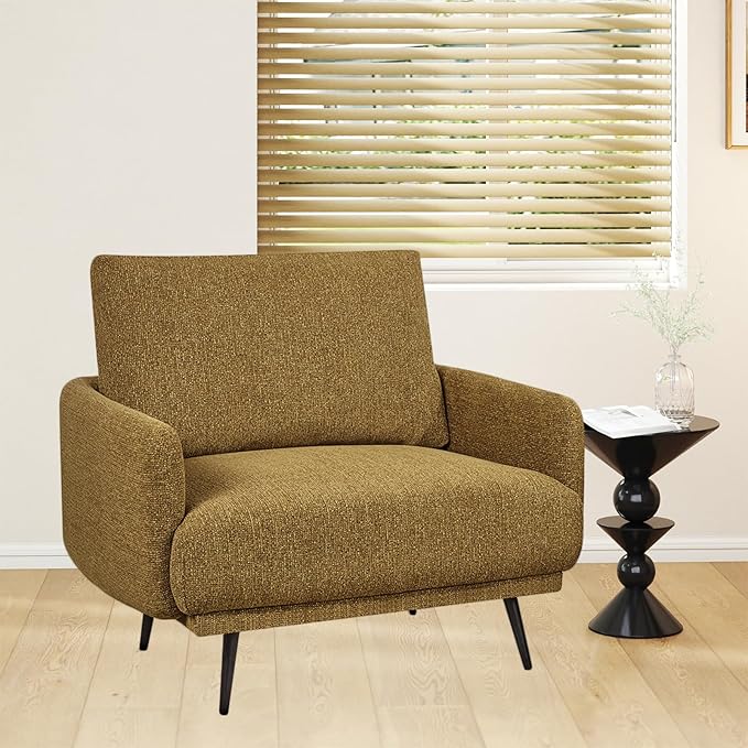 Oversized Accent Chair for Living Room Chairs Reading Arm Chair Comfy Modern Single Sofa Side Chairs with Metal Legs & Soft Cushion for Bedroom, Waiting Room (Chenille Pumpin, Set of 1)