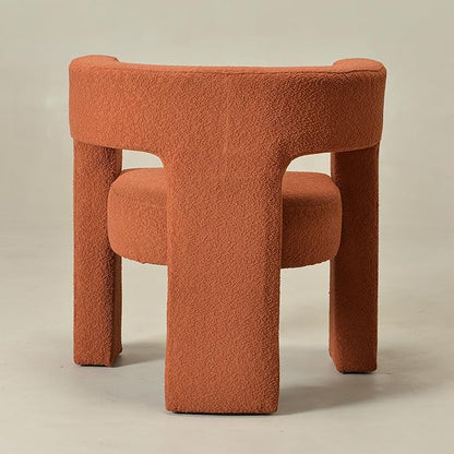 KINWELL 28" W Modern Boucle Accent Chair, Mid Century Upholstered Square Armchair, No Assembly Single Sofa Side Chair for Living Room Lounge Bedroom (Caramel)