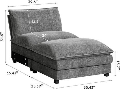 Homall Modular Sectional Sofa, Sofa Couch with Reversible Ottoman, DIY Combination Chenille Deep Seat Cloud Couch for Living Room, Apartment (Light Grey, 1-Seat & 1-Ottoman)
