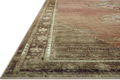 Loloi Magnolia Home by Joanna Gaines Sinclair Collection SIN-06 Clay/Tobacco 2'-3" x 7'-6", .25" Pile Height, Machine Washable, Runner Rug