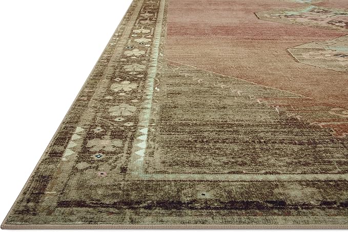 Loloi Magnolia Home by Joanna Gaines Sinclair Collection SIN-06 Clay/Tobacco 3'-6" x 5'-6", .25" Pile Height, Machine Washable, Accent Rug