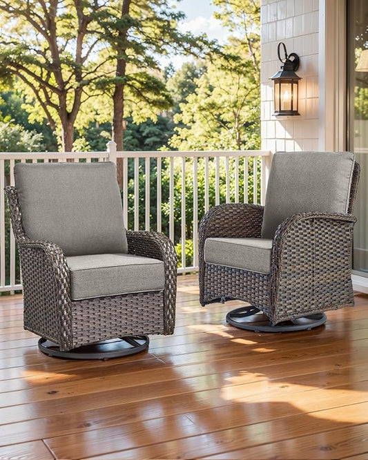 Luxury 22x24/22x25 6-Inch Outdoor Chair Cushions Set of 4 - Heavy Duty Water-Resistant Comfortable Cushion for Patio Furniture Set Dining Gliding Rocking Chairs Loveseat L-Shape Sofa - Grey