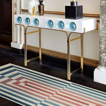 RUGGABLE x Jonathan Adler Washable Modern Area Rug – Op Art Teal 6x9, Stain-Resistant, Non-Slip – Medium Machine Washable Rugs for Living Room, Bedroom, Hallway, Entryway & Office–with Standard Pad