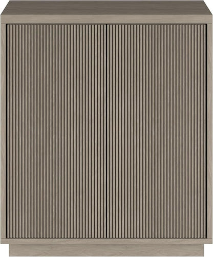 Henn&Hart 28" Fluted Wooden Accent Cabinet, Modern Ribbed Sideboard Buffet Cabinet with 2 Doors and an Adjustable Shelf for Living Room, Dining Room, Bedroom or Entryway, Antiqued Gray Oak