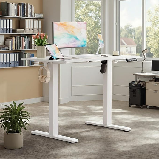 Homall Height Adjustable Electric Standing Desk, Memory Stand up Desk with Headphone Hook, Home Office Desks with Splice Board
