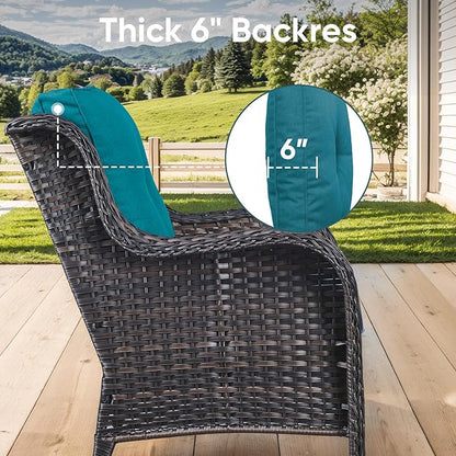 8-Piece Outdoor Patio Cushion Set - Fade & Water Resistant with Removable Olefin Cover, 22x24x4 Inch Memory Foam Cushions for Wicker Sectional Sofa – Peacock Green/Buckle