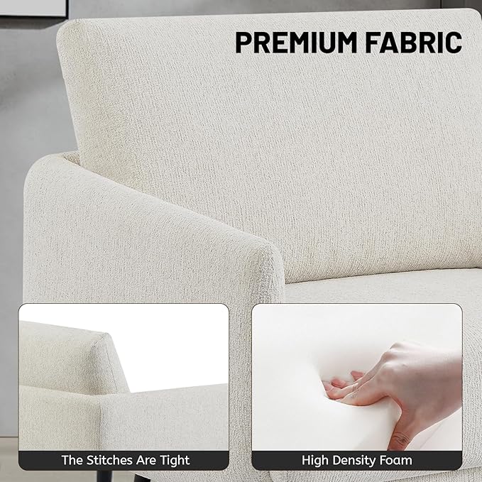 Oversized Accent Chair for Living Room Chairs Reading Arm Chair Comfy Modern Single Sofa Side Chairs with Metal Legs & Soft Cushion for Bedroom, Waiting Room (Chenille Oatmeal, Set of 1)