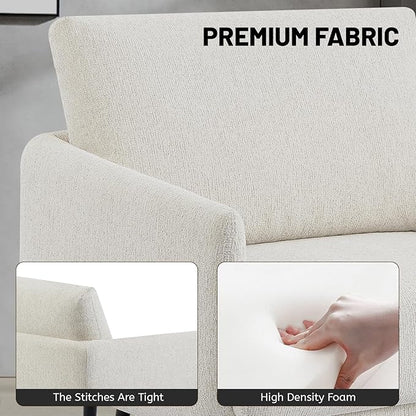 Oversized Accent Chair for Living Room Chairs Reading Arm Chair Comfy Modern Single Sofa Side Chairs with Metal Legs & Soft Cushion for Bedroom, Waiting Room (Chenille Oatmeal, Set of 1)