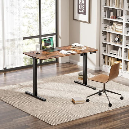 Electric Standing Desk 48 x 24 Inches, Height Adjustable Sit Stand Home Office Computer Desk with Memory Presets,Brown