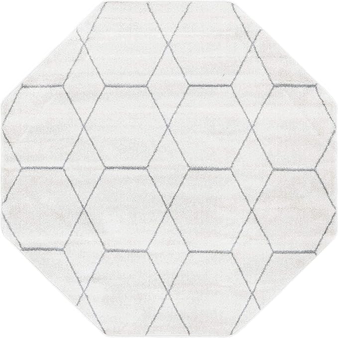 Unique Loom Trellis Frieze Collection Area Rug - Geometric (5' Octagon, Ivory/ Gray)