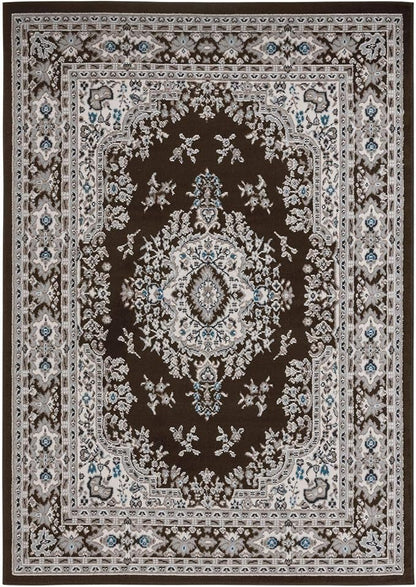 Home Dynamix Premium Sakarya Traditional Medallion Border Area Rug, Brown, 7'9"x10'8" , Rectangular