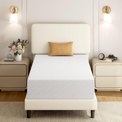 Yaheetech 12 Inch Twin Mattress 3 Foam Layer Cooling Gel Memory Foam Mattresses, Green Tea for Fresher Sleep, Medium Firm, CertiPUR-US Certified, No Fiberglass, Twin Size Mattress in a Box
