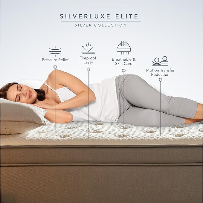 EPITEX Silverluxe Elite Queen Hybrid Mattress, 14 Inch Gel Memory Foam Queen Size Mattress in a Box, Individual Pocket Spring for Low Motion Transfer, Medium Firm Mattress, Gray