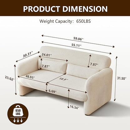 59" W Upgrade Lambswool Fabric Loveseat Sofa, Modern Love seat Couch, Solid and Easy to Install, Upholstered 2-Seater Couch for Bedroom, Apartment, Living Room