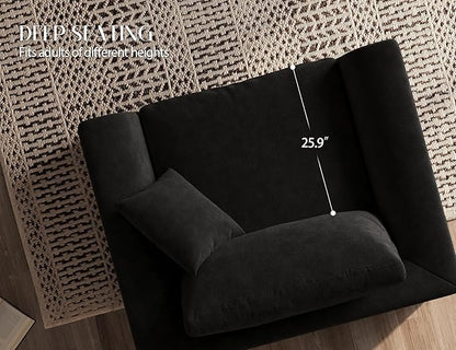 48.6" Single Sofa, Small Boneless Couches for Living Room, Cloud Couch for Bedroom, Office, Black