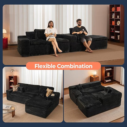 106" Oversized Couch Sofa, L Shape Couches for Living Room, No Assembly Required Plush Velvet Sectional Sofas with Right Facing Chaise for Home Apartment