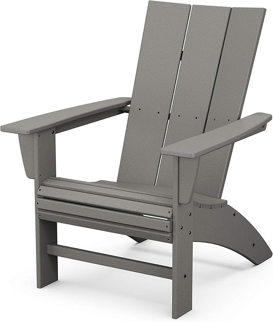 POLYWOOD Modern Curveback Adirondack Chair, HDPE Outdoor Patio Furniture, Fade-Proof All-Weather Deck Garden Fire Pit Chair, Red