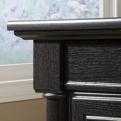 Sauder Palladia Office Desk with Drawers, Executive Desk with File Cabinet Storage, Cable Management, Keyboard Tray, in Wind Oak Finish