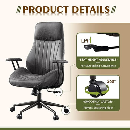 High Back Office Chair,Modern Swivel Office Chair,Black Suede Fabric Gaming Chair,Height Adjustable Home Office Desk Chair with Lumbar Support