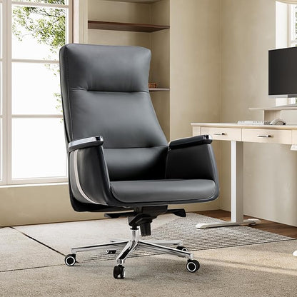 EUREKA ERGONOMIC Royal II Executive Office Chair High Back, Big and Tall with Extra Wide Seat, Silicone Leather Desk Chair Computer Chair, Modern Office Chair Home Office Desk Chairs-Gray