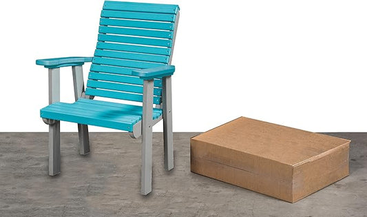 DutchCrafters Modern Horizontal Slat High Back Poly Outdoor Patio Chair (Black & Cedar)