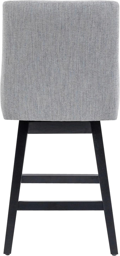 Bar Stools Set of 4, 26 Inch Upholstered Barstools with 14.2" High Back and Footrest, Swivel Counter Height Barstools for Kitchen Island Home Bar Performance Fabric Gray