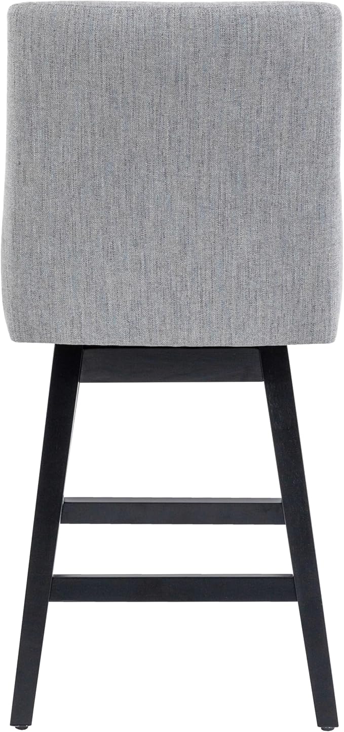 Bar Stools Set of 2, 26 Inch Upholstered Barstools with 14.2" High Back and Footrest, Swivel Counter Height Barstools for Kitchen Island Home Bar Performance Fabric Gray
