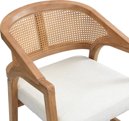 Christopher Knight Home Set of 2 Morley Wooden Counter Height Bar Stool, Kitchen Island Barstool with footrest, Curved Backrest Dining Chair, Soft Removable Cushions, Beige+Natural