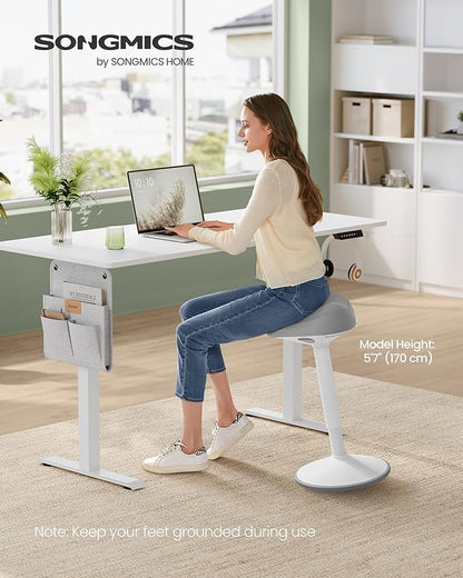 SONGMICS Ergonomic Wobble Stool, Height Adjustable Standing Desk Stool 23.3-33.1 Inches, Swivel Balance Chair with Non-Slip Base, Saddle Seat, for Active Sitting, Office, Home, Dove Gray UOSC008G01