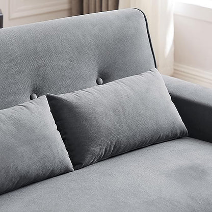 48" Small Loveseat Sofa, Mid Century Modern Love Seat with Back Cushions and Plastic Legs, 2 Seater Couches for Living Room, Bedroom, Small Spaces, Light Grey